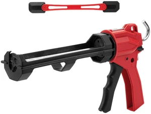Caulking Gun Tool, 10:1 Thrust Ratio, Black & Red, 360° Rotating Plastic Barrel, Caulk Gun with Spout Cutter, Seal Puncture Tool, Built-in Scraper and Finishing Tool Caulking Gun Tool, 10:1 Thrust Ratio, Black & Red, 360° Rotating Plastic Barrel, Caulk Gun with Spout Cutter, Seal Puncture Tool, Built-in Scraper and Finishing Tool