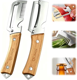 2Pcs multifunctional vegetable peeler, 2026 Upgrade peeler shredder,2.5mm stainless steel peeler With Scallion Shredder and Bottle Opener for Kitchen, Camping and Travel 2Pcs multifunctional vegetable peeler, 2026 Upgrade peeler shredder,2.5mm stainless steel peeler With Scallion Shredder and Bottle Opener for Kitchen, Camping and Travel