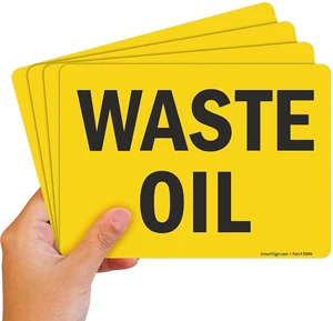 (Pack of 4) 5 x7 inch Waste Oil Sticker Labels, 5 mil Laminated Polyester with SuperStick Adhesive, Black and Yellow, Made in USA (Pack of 4) 5 x7 inch Waste Oil Sticker Labels, 5 mil Laminated Polyester with SuperStick Adhesive, Black and Yellow, Made in USA