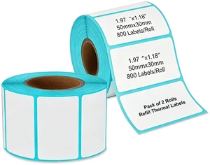1.97"x1.18"(50x30mm) Thermal Printer Labels 2 Rolls (800 Labels/Roll) | Thermal Label Sticker Self-Adhesive Stickers for Home Office & Business Labeling-Oil-Proof, Tear-Proof and Easy Replacement 1.97"x1.18"(50x30mm) Thermal Printer Labels 2 Rolls (800 Labels/Roll) | Thermal Label Sticker Self-Adhesive Stickers for Home Office & Business Labeling-Oil-Proof, Tear-Proof and Easy Replacement