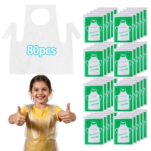 80 Pcs Disposable Aprons for Kids, Clear Plastic Aprons | Waterproof Ideal for Cooking, Housework, Painting, Picnic, DIY Crafts and Birthday Parties for Ages 4-12 80 Pcs Disposable Aprons for Kids, Clear Plastic Aprons | Waterproof Ideal for Cooking, Housework, Painting, Picnic, DIY Crafts and Birthday Parties for Ages 4-12