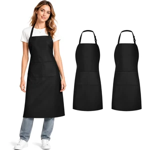 2 Pack Black Kitchen Aprons: Chef Cooking Bid Apron for Adults Women & Men with Pockets - Adjustable Smock Aprons for BBQ Grilling Painting Artist Servers Baking Crafts(Black, 2 Pack) 2 Pack Black Kitchen Aprons: Chef Cooking Bid Apron for Adults Women & Men with Pockets - Adjustable Smock Aprons for BBQ Grilling Painting Artist Servers Baking Crafts(Black, 2 Pack)