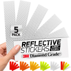 Reflective Stickers | 3M Diamond Grade | White | 1.25 x 6 | 5-Pack | Reflective Safety Tape for Helmets, Cars, Mailboxes & More Reflective Stickers | 3M Diamond Grade | White | 1.25 x 6 | 5-Pack | Reflective Safety Tape for Helmets, Cars, Mailboxes & More