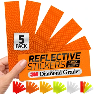 Reflective Stickers | 3M Diamond Grade | Orange | 1.25 x 6 | 5-Pack | Reflective Safety Tape for Helmets, Cars, Mailboxes & More Reflective Stickers | 3M Diamond Grade | Orange | 1.25 x 6 | 5-Pack | Reflective Safety Tape for Helmets, Cars, Mailboxes & More