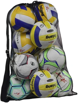 Heavy Duty Mesh Ball Bag, Drawstring Sport Equipment Storage Bag for Basketball, Soccer, Sports Beach and Swimming Gears with Adjustable Shoulder Strap Outdoor Organizer (Black-L) Heavy Duty Mesh Ball Bag, Drawstring Sport Equipment Storage Bag for Basketball, Soccer, Sports Beach and Swimming Gears with Adjustable Shoulder Strap Outdoor Organizer (Black-L)