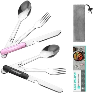 4-in-1 Camping Utensil, Stainless Steel Travel Utensil Set with Bag | Detachable Spoon, Fork, Knife, Bottle Opener - Camping Eating Utensils for Hiking, Picnic, Barbecue, 2-Pack 4-in-1 Camping Utensil, Stainless Steel Travel Utensil Set with Bag | Detachable Spoon, Fork, Knife, Bottle Opener - Camping Eating Utensils for Hiking, Picnic, Barbecue, 2-Pack