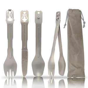 Travel Silverware Set, 4-in-1 Portable Fork Spoon Knife Set | 4-in-1 utensil set converts into tongs for travel, camping and everyday use. Travel Silverware Set, 4-in-1 Portable Fork Spoon Knife Set | 4-in-1 utensil set converts into tongs for travel, camping and everyday use.