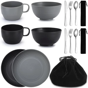Camping Mess Kits for 2 Person, Silverware Set Spoons Forks Knives, Camping Essentials Gear, Accessories for Travel, Picnic, Outdoor, Easy to Carry and Clean Camping Mess Kits for 2 Person, Silverware Set Spoons Forks Knives, Camping Essentials Gear, Accessories for Travel, Picnic, Outdoor, Easy to Carry and Clean