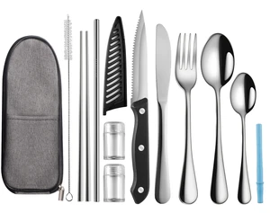 Travel Utensils with Case,Reusable Utensils,Portable Travel Camping Cutlery Set,Stainless Steel Flatware Set,Lunch Boxes Workplace Camping School Picnic (Sivler) Travel Utensils with Case,Reusable Utensils,Portable Travel Camping Cutlery Set,Stainless Steel Flatware Set,Lunch Boxes Workplace Camping School Picnic (Sivler)