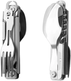 Portable 5-in-1 Camping Utensils - Detachable Travel Utensils Flatware Set - Compact Camping Multitool With Spoon, Fork, Knife, Bottle Opener - Great for Outdoor Adventures (Stainless Steel) Portable 5-in-1 Camping Utensils - Detachable Travel Utensils Flatware Set - Compact Camping Multitool With Spoon, Fork, Knife, Bottle Opener - Great for Outdoor Adventures (Stainless Steel)