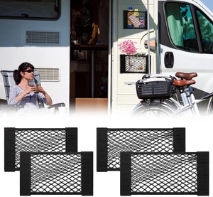 4Pcs Universal Car Storage Net Pockets Stretchable Automotive Mesh Pouch Nets Bag Organizer Stickers Netting for Auto SUV Trunk Back Seat RV Camper 4Pcs Universal Car Storage Net Pockets Stretchable Automotive Mesh Pouch Nets Bag Organizer Stickers Netting for Auto SUV Trunk Back Seat RV Camper