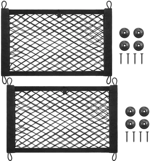 2PACK Small Cargo Nets Elastic Stretchable Pocket Storage Mesh Net Universal Automotive Cargo Netting Storage Pouch with 8Pcs Mounting Screws&Hooks for Car Truck SUV Boats (17.7x9.8 Inch) 2PACK Small Cargo Nets Elastic Stretchable Pocket Storage Mesh Net Universal Automotive Cargo Netting Storage Pouch with 8Pcs Mounting Screws&Hooks for Car Truck SUV Boats (17.7x9.8 Inch)
