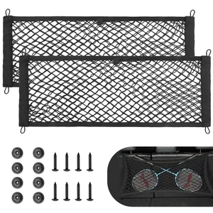 2 Pcs Universal Cargo Net Pocket Elastic Mesh Netting Car Mesh Pouch for Trunk RV Boats Home Cargo Storage Mesh with Screws and Hooks (25.6'' x 9.8'') 2 Pcs Universal Cargo Net Pocket Elastic Mesh Netting Car Mesh Pouch for Trunk RV Boats Home Cargo Storage Mesh with Screws and Hooks (25.6'' x 9.8'')