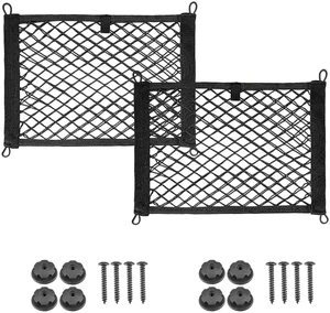 2 PCS Small Cargo Nets, 14"×10" Double Layer Car Organizer Net with Mounting Screws & Hooks, Stretchable Cargo Netting Storage Pouch for Car Truck SUV RV Boat Trunk 2 PCS Small Cargo Nets, 14"×10" Double Layer Car Organizer Net with Mounting Screws & Hooks, Stretchable Cargo Netting Storage Pouch for Car Truck SUV RV Boat Trunk