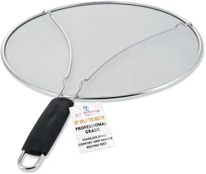 Stainless Steel Splatter Guard 13" Fine Mesh Cover, Grease & Oil, Splatter Screen for Frying Pan, Cooking Pots, with Resting Feet & Comfort Grip Handle Stainless Steel Splatter Guard 13" Fine Mesh Cover, Grease & Oil, Splatter Screen for Frying Pan, Cooking Pots, with Resting Feet & Comfort Grip Handle