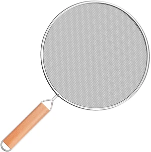 Grease Splatter Screen for Frying Pan - 8Inch Stainless Steel Splatter Guards Mesh with Wood Handle, Pan Cooking Pots Food Strainer, Hot Oil Splash Protector Splatters Screen for Frying Pans Grease Splatter Screen for Frying Pan - 8Inch Stainless Steel Splatter Guards Mesh with Wood Handle, Pan Cooking Pots Food Strainer, Hot Oil Splash Protector Splatters Screen for Frying Pans