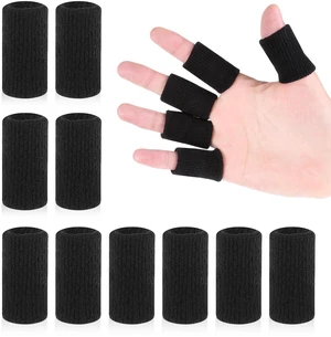 10Pcs Black Sport Finger Sleeves, Finger Sleeves Protectors, Elastic Finger Support Sleeve, Compression Finger Sleeves, Thumb Brace Support for Basketball, Golf 10Pcs Black Sport Finger Sleeves, Finger Sleeves Protectors, Elastic Finger Support Sleeve, Compression Finger Sleeves, Thumb Brace Support for Basketball, Golf