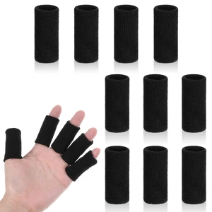 10 Pcs Finger Sleeves Protectors, Sport Finger Splints Elastic Thumb Splint Brace for Finger Support Finger Sleeves Compression Aid for Relieving Pain Arthritis Finger (Black) 10 Pcs Finger Sleeves Protectors, Sport Finger Splints Elastic Thumb Splint Brace for Finger Support Finger Sleeves Compression Aid for Relieving Pain Arthritis Finger (Black)
