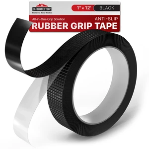 Rubber Grip Tape - 1" x 12' Non-Abrasive Grip Roll | Heavy-Duty Non Slip Adhesive Strips - Non-Abrasive Black Waterproof Rubberized Grip Tape for Handles! Rubber Grip Tape - 1" x 12' Non-Abrasive Grip Roll | Heavy-Duty Non Slip Adhesive Strips - Non-Abrasive Black Waterproof Rubberized Grip Tape for Handles!