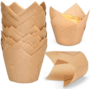 100pcs Extra Large Size Tulip Cupcake Liners for Baking Cups, Food Grade Parchment Paper Large Muffin Liners Holders, Greaseproof Cup cake Wrappers for Party, Christmas (Natural) 100pcs Extra Large Size Tulip Cupcake Liners for Baking Cups, Food Grade Parchment Paper Large Muffin Liners Holders, Greaseproof Cup cake Wrappers for Party, Christmas (Natural)