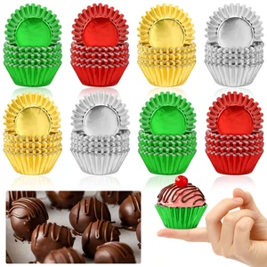 400pcs Christmas Mini Foil Cupcake Liners Golden Red Green Silver | Cupcake Baking Cups, Metallic Mini Muffin Cupcake Wrappers, for Xmas Holiday Party, Cake Candy Chocolate Decorations Supplies 400pcs Christmas Mini Foil Cupcake Liners Golden Red Green Silver | Cupcake Baking Cups, Metallic Mini Muffin Cupcake Wrappers, for Xmas Holiday Party, Cake Candy Chocolate Decorations Supplies
