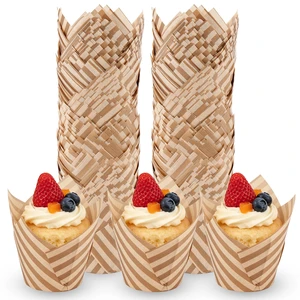 200Pcs Stripes Tulip Cupcake Liners Muffin Liners Holders Wooden | Baking Paper Cups Parchment Paper Greaseproof Cup Cake Wrappers for Party Christmas Birthdays Baby Showers 200Pcs Stripes Tulip Cupcake Liners Muffin Liners Holders Wooden | Baking Paper Cups Parchment Paper Greaseproof Cup Cake Wrappers for Party Christmas Birthdays Baby Showers