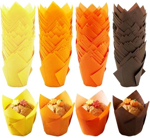 200PCS Tulip Cupcake Muffin Liners Greaseproof Paper Baking Cups Cupcake Wrappers for Thanksgiving Birthday Wedding Fall Party Baby Showers Catering (Golden Yellow/Light Orange/Orange/Brown) 200PCS Tulip Cupcake Muffin Liners Greaseproof Paper Baking Cups Cupcake Wrappers for Thanksgiving Birthday Wedding Fall Party Baby Showers Catering (Golden Yellow/Light Orange/Orange/Brown)