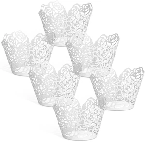 White Cupcake Wrappers, 50pcs Cupcake Liners with Rose Design Laser Cut Liners for Wedding Birthday Baby Shower Party Decorations Fancy Small Cupcake Decorations, Pearl Off-White White Cupcake Wrappers, 50pcs Cupcake Liners with Rose Design Laser Cut Liners for Wedding Birthday Baby Shower Party Decorations Fancy Small Cupcake Decorations, Pearl Off-White