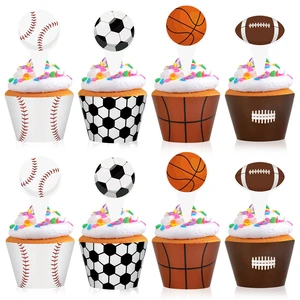 48 Pack Sports Balls Cupcake Toppers and Wrappers, Football Basketball Soccer Baseball Cake Decoration for Sport Theme Birthday Party Sports Game Day Party Supplies 48 Pack Sports Balls Cupcake Toppers and Wrappers, Football Basketball Soccer Baseball Cake Decoration for Sport Theme Birthday Party Sports Game Day Party Supplies