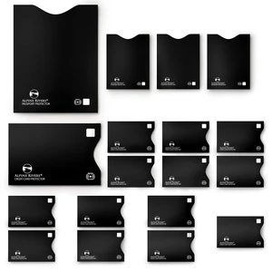 RFID Blocking Sleeves, Credit Card Protector, Passport Sleeve | 18-piece: 14 black card protector sleeves, fits debit, ID cards, all top-load; 4 passport; 13.56 MHz NFC blocker RFID Blocking Sleeves, Credit Card Protector, Passport Sleeve | 18-piece: 14 black card protector sleeves, fits debit, ID cards, all top-load; 4 passport; 13.56 MHz NFC blocker