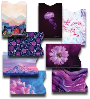 8 RFID Blocking Sleeves, Unique Designs and Arts in Purple, Anti-Theft Credit Card Holder, Credit Card Protector, Easy to Recognize, Sturdy and Perfect size for cards 8 RFID Blocking Sleeves, Unique Designs and Arts in Purple, Anti-Theft Credit Card Holder, Credit Card Protector, Easy to Recognize, Sturdy and Perfect size for cards