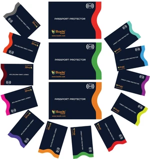 RFID Blocking Sleeves, Set with Color Coding, Navy Blue, Unisex Wallet, Protects Credit Cards and Passports RFID Blocking Sleeves, Set with Color Coding, Navy Blue, Unisex Wallet, Protects Credit Cards and Passports