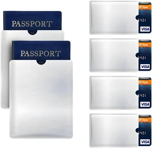 RFID Blocking Sleeve Anti Theft 4 Credit Card & 2 Passport Holder Wallet Pocket RFID Blocking Sleeve Anti Theft 4 Credit Card & 2 Passport Holder Wallet Pocket