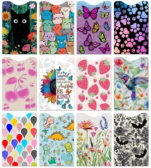 RFID Blocking Sleeves, 12 Pack, Black Cat Flower Set | 12 RFID blocking card sleeves in selectable designs; slim 3.4 x 2.3 in covers for compatible cards. RFID Blocking Sleeves, 12 Pack, Black Cat Flower Set | 12 RFID blocking card sleeves in selectable designs; slim 3.4 x 2.3 in covers for compatible cards.
