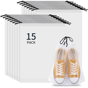 Shoe Bags for Travel, 15 Pack Clear Drawstring Bags for Packing | 15.7" X 11.8" Waterproof Dustproof Shoe Travel Bag, Portable Travel Essentials for Men and Women Shoe Bags for Travel, 15 Pack Clear Drawstring Bags for Packing | 15.7" X 11.8" Waterproof Dustproof Shoe Travel Bag, Portable Travel Essentials for Men and Women