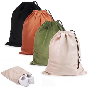 4 Pack Travel Shoe Bags, Large Flannel Drawstring Packing Organizer | Washable Soft Flannel Drawstring Bags for Boots, Heels & Handbags, Reusable Portable Travel Essentials for Men & Women 4 Pack Travel Shoe Bags, Large Flannel Drawstring Packing Organizer | Washable Soft Flannel Drawstring Bags for Boots, Heels & Handbags, Reusable Portable Travel Essentials for Men & Women