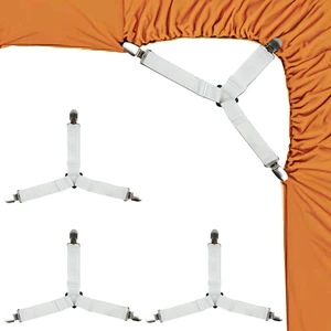 4PCS Bed Sheet Straps, Adjustable Elastic Fitted Sheet Holders | With a Metal Clip, Keep Bedding Wrinkle-Free, Easy to install Durable Fasteners, Perfect for All Mattresses (White) 4PCS Bed Sheet Straps, Adjustable Elastic Fitted Sheet Holders | With a Metal Clip, Keep Bedding Wrinkle-Free, Easy to install Durable Fasteners, Perfect for All Mattresses (White)