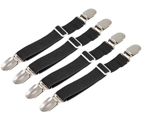 4Pcs Adjustable Bed Sheet Fasteners Suspenders, Elastic Sheet Band Straps Clips, Cover Grippers Suspenders Holder for Mattress Pad Cover, Sofa Cushion (Black) 4Pcs Adjustable Bed Sheet Fasteners Suspenders, Elastic Sheet Band Straps Clips, Cover Grippers Suspenders Holder for Mattress Pad Cover, Sofa Cushion (Black)