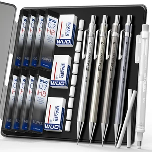 0.7mm Metal Mechanical Pencil Set, 4-Pack with Eraser Pen and Case | 480 HB Lead Refills, 3 Erasers + 10 Eraser Refills, Medium Point, for Writing, Drawing, Drafting, Sketching 0.7mm Metal Mechanical Pencil Set, 4-Pack with Eraser Pen and Case | 480 HB Lead Refills, 3 Erasers + 10 Eraser Refills, Medium Point, for Writing, Drawing, Drafting, Sketching