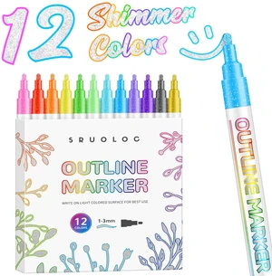 Shimmer Markers Outline Pens, 12 Colors Metallic Glitter Pens Set Glitter Markers Pens Set for School Cards Lettering, Doodle Drawing Supplies Art Craft Teen Stuff Basket Shimmer Markers Outline Pens, 12 Colors Metallic Glitter Pens Set Glitter Markers Pens Set for School Cards Lettering, Doodle Drawing Supplies Art Craft Teen Stuff Basket