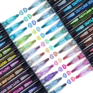 Muchcute 24 Outline Markers Glitter Pens: Arts Crafts Kids 4-12 Girls Gifts | Metallic Double Line Self Outlining Sparkle Outliner Shimmer Muchcute 24 Outline Markers Glitter Pens: Arts Crafts Kids 4-12 Girls Gifts | Metallic Double Line Self Outlining Sparkle Outliner Shimmer