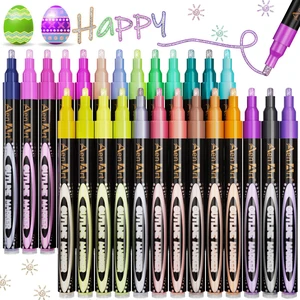 Easter Basket Stuffers, Double Line Pens, 26 Colors Shimmer Outline Marker, Self-Outline Metallic Pen Art Supplies for Teen Girl Birthday Gifts Easter Basket Stuffers, Double Line Pens, 26 Colors Shimmer Outline Marker, Self-Outline Metallic Pen Art Supplies for Teen Girl Birthday Gifts