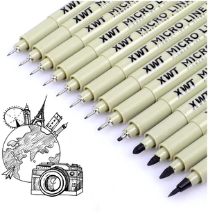 12+1 Fineliner Micro Drawing Art Pens Set | Black Waterproof Pigment Ink Set for Artists, Sketching, Manga, Journaling, and Detail Outlining Archival Inking Markers 12+1 Fineliner Micro Drawing Art Pens Set | Black Waterproof Pigment Ink Set for Artists, Sketching, Manga, Journaling, and Detail Outlining Archival Inking Markers