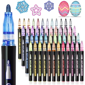 Muchcute 48 Outline Markers Glitter Pens: Arts Crafts Kids 4-12 Girls Gifts | Metallic Double Line Self Outlining Sparkle Outliner Shimmer Muchcute 48 Outline Markers Glitter Pens: Arts Crafts Kids 4-12 Girls Gifts | Metallic Double Line Self Outlining Sparkle Outliner Shimmer