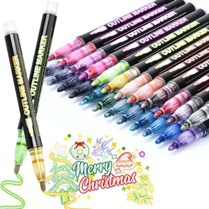24Colors Outline Glitter Markers, Coloring Gel Pens for Stocking Stuffers, Colored Drawing Pens for Christmas Gifts, Glitter Gel Pens Shimmer Markers for Art Supplies 24Colors Outline Glitter Markers, Coloring Gel Pens for Stocking Stuffers, Colored Drawing Pens for Christmas Gifts, Glitter Gel Pens Shimmer Markers for Art Supplies