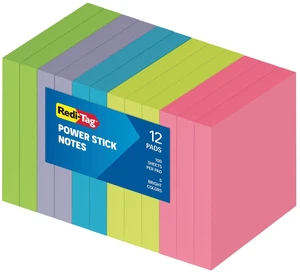 Sticky Notes, Power Stick Notes, Adhesive Reminders, 3" x 3" Reusable Notes, Strong Adhesive Memos, Assorted Bright Colors, 12 Pack (1000976) Sticky Notes, Power Stick Notes, Adhesive Reminders, 3" x 3" Reusable Notes, Strong Adhesive Memos, Assorted Bright Colors, 12 Pack (1000976)