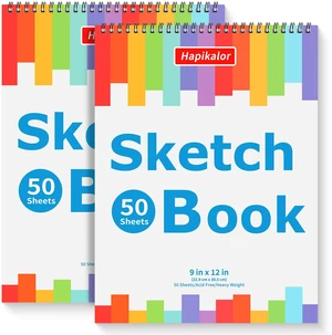 9" x 12" Sketch Book, 2-Pack 50 Sheets Spiral Bound Art Sketchbook Notebook | Acid Free Artist Drawing Book Paper, Art Supplies for Adults Kids, Coloring Book, Sketch Paper 9" x 12" Sketch Book, 2-Pack 50 Sheets Spiral Bound Art Sketchbook Notebook | Acid Free Artist Drawing Book Paper, Art Supplies for Adults Kids, Coloring Book, Sketch Paper