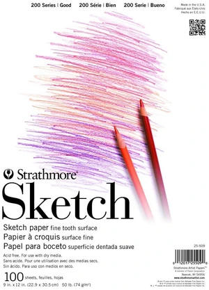 200 Series Tape Bound Sketch Pad, 50 lb. Sketch Paper, 9 X 12 inches, White, 100 Sheets (25-509) 200 Series Tape Bound Sketch Pad, 50 lb. Sketch Paper, 9 X 12 inches, White, 100 Sheets (25-509)