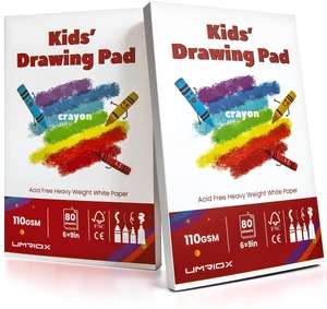 Drawing Pad for Kids, 6x9 Sketch Book, 2-Pack, 80 Sheets Each | Portable Glue-Bound Sketch Pad, 110gsm Acid-Free Paper, Kids Art Supplies for Drawing, School, Travel & Creative Activities Drawing Pad for Kids, 6x9 Sketch Book, 2-Pack, 80 Sheets Each | Portable Glue-Bound Sketch Pad, 110gsm Acid-Free Paper, Kids Art Supplies for Drawing, School, Travel & Creative Activities