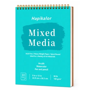 Mixed Media Sketchbook 9"x12" Multimedia Sketchbook, 30 Sheets Sketch Book | Top Spiral Bound Sketch Book, 98lb/160gsm Mixed Media Paper, Watercolor Paper Sketch Pads for Drawing Mixed Media Sketchbook 9"x12" Multimedia Sketchbook, 30 Sheets Sketch Book | Top Spiral Bound Sketch Book, 98lb/160gsm Mixed Media Paper, Watercolor Paper Sketch Pads for Drawing